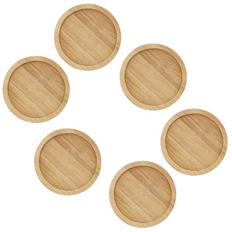 6pcs Succulentes Plateau en Bambou Plante Soucoupe Pot De Fleurs Set 3 Pouces