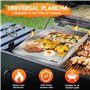 ColCospie Plancha Plaque de cuisson avec 2 spatules pour barbecue, en acier inoxydable de 4 mm d'épaisseur, avec poignée amovibl