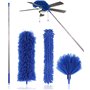 Bixury 4 Pièces Plumeau Telescopique Microfibre Plumeau Poussiere Plumeau Lavable Microfibre Longueur Totale Jusqu'à 280 cm pour