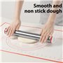Rouleau à pâtisserie en acier inoxydable avec tapis de cuisson, épaisseur réglable avec anneau amovible, rouleau à pâtisserie en