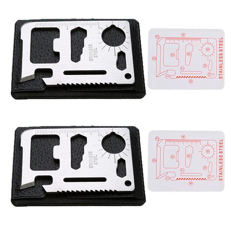 Xinlie 2 Pièces Carte Multifonction de Survie 11 en 1 Outil Multifonction au Format de Carte de Crédit Outil Extérieure Multipur