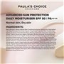 Paula's Choice Crème de Jour Advanced Sun Protection SPF 50 | PA++++ - Crème Solaire Hydratante Visage - Anti Âge - avec filtres