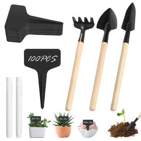 Lot de 100 étiquettes pour plantes - Résistantes aux intempéries - Avec 3 petites pelles de jardin et 2 marqueurs - Pour légumes