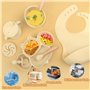Coffret Repas Bebe,8 Pièces,Assiette Bébé, Assiette Ventouse pour Bébé Assiette Enfant avec Ventouse, Gobelet en Silicone, Cuill