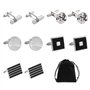 Lot de 5 paires de boutons de manchette en acier inoxydable