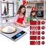 Balance de cuisine numérique 15 kg avec écran LCD + acier inoxydable + verre trempé - Précision jusqu'à 1 g - g/kg/lb:oz/ml/fl'o
