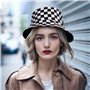 MengH-SHOP Chapeau de Seau Réversible Noir et Blanc Imprimé à Carreaux Chapeau de Pêcheur en Coton Unisexe Pliable Chapeau de So