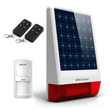Wolf Guard Système d'alarme domestique sans fil 120 dB Sirène solaire d'extérieur