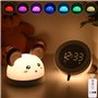 Veilleuse Enfant 3-en-1 Réveil et Veilleuse 7 Couleurs LED Portable Bawoo Gollum Souris Horloge de Chevet en Silicone Luminosité