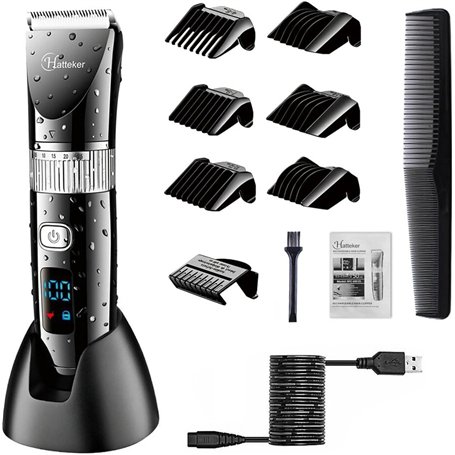 Hatteker Tondeuse Cheveux Tondeuse Barbe Professionnelle Electrique avec Ecran LCD Sans Fil USB Rechargeable Imperméable
