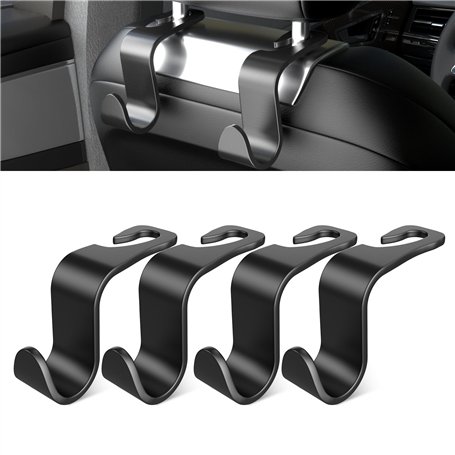 SUTOUG Lot de 4 crochets pour dossier de siège de voiture - Accessoires de voiture pour intérieur - En plastique noir - Convient