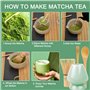 Matcha set – Matcha kit – Set de fouet matcha bambou – 4 pièces d'accessoires pour matcha avec cuillère à matcha et support en c