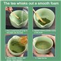 Matcha set – Matcha kit – Set de fouet matcha bambou – 4 pièces d'accessoires pour matcha avec cuillère à matcha et support en c