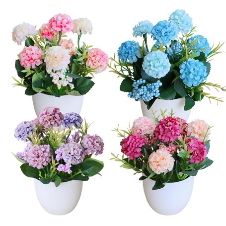 XIAQICA 4 Pièces Mini Plantes artificielles en Pot Petite Chrysanthème Boule Fleurs Artificielle Plastique Fleur Plante en Pot I