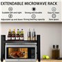 devesanter Étagère Extensible pour Micro-Ondes à 2 Niveaux avec 5 Crochets, Organisateur de Cuisine, Étagères de Boulangerie pou
