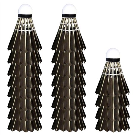 WIYETY Lot de 12 balles de badminton noires : volants en plume d'oie tête en liège