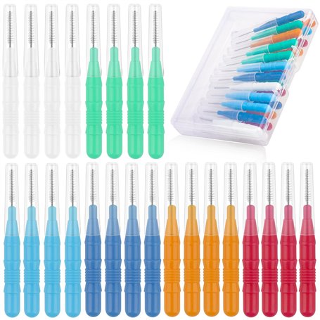 NVIYAM 24 Pcs Brossettes Interdentaire Cure-Dents Interdental Brush Brosse Dentaire Portable Avec Couvercle Dentaire Brosse d'Hy
