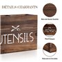 PUERSI Porte Ustensiles Cuisine en Bois, Rangement Ustensiles Cuisine pour Comptoir, Porte Couverts pour Décor de Cuisine de Fer