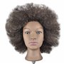 Tête d'entraînement afro de 25,4 cm - Cheveux 100% humains - Tête de mannequin pour coiffure - Pince incluse