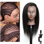 Tête de mannequin avec de vrais cheveux Coiffeur Tête d'entraînement Mannequin Cosmétologie Tête Coiffeurs Pratique Tête d'entra