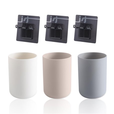 Lot de 3 gobelets de rinçage buccal avec 3 supports de brosse à dents
