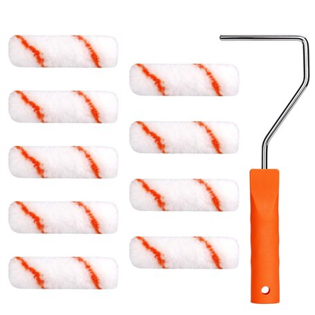 Rouleau de Peinture Kit Brosse Pinceau Mini en Mousse Décoration Murale Plafond Maison 10 Pièces