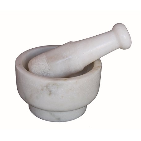 KLEO Ensemble de mortier et pilon en pierre de marbre blanc de 12