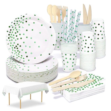 Komicea Vaisselle Jetable Anniversaire Vert