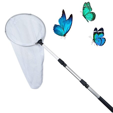 Filet de pêche télescopique pour insectes et papillons - Avec anneau de 28 cm - Poignée extensible jusqu'à 93 cm
