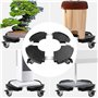 Fousenuk Porte Plante a Roulettes Réglable 40-58.5cm, Support de Pot de Fleur Rond Capacité Charge 250 kg, Plateau Roulant Noir 