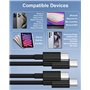 Câble USB C vers USB C 3M/Lot de 2, 60W Cable Chargeur USBC Charge Rapide pour iPhone 16/15/15 Pro Max/15 Plus, Macbook, iPad, S