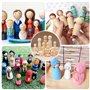 MumdoYAL 50 Pièces 4 tailles，Figurines en bois à peindre, ，Poupée en bois à broche - Figurine en bois non finie pour loisirs cré