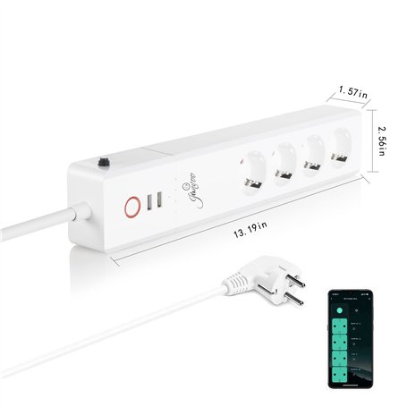 UseeLink Zigbee Power Strip Surge Protector 16A 3500W Fonctionne avec Alexa Home Assistant 4 Prises AC Commutateurs individuels