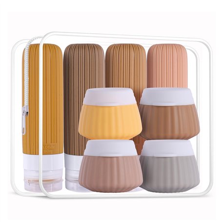 8 Flacons de Voyage en Silicone:contenant voyage 90 ml réutilisables et étanches en silicone - Kit de Accessoires de Voyage Cert