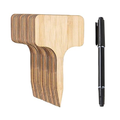 Lot de 40 étiquettes en bois pour plantes avec 1 marqueur noir