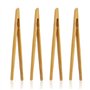 Lot de 4 pinces en bambou longues et droites - Ustensiles de cuisine - Pince à pain - Pince en bambou alimentaire - Ustensiles d