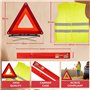 GADLANE Triangle De Signalisation Homologué Ece & Gilet Jaune Réfléchissant Pliable Alerte De Sécurité