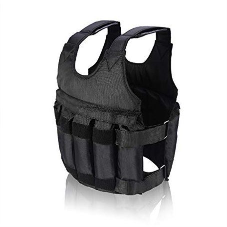 Gilet de Poids 50 kg Gilet Vide Sans Plaque d'acier Gilet de poids pour Entraînement Force Gilet pondéré Lourd Réglable(Ne conti