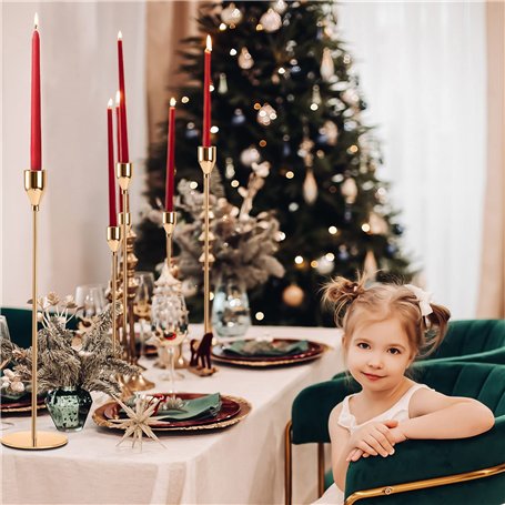 Amzeeniu Chandelier Bougeoir Dorés 6 Pcs,Chandelier de Mariage Différentes Tailles,23/28/33cm Candélabre pour Bougies de 2.2 cm 