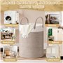 ZLPBAO Corbeille à Linge Panier à Linge en Coton Tissé Panier de Rangement 40L Boho Corbeille a Linge de Qualité Supérieure avec