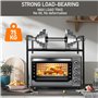 2 Niveaux Support de Four à Micro-Ondes Extensible, Support de Four à Micro-Ondes avec 6 Crochets, Etagere Rangement Cuisine Fou