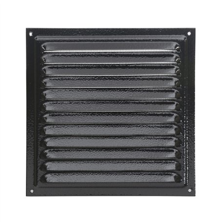 Grille d'aération en métal - 20 x 20 cm - Pour l'intérieur et l'extérieur - Avec moustiquaire - Robuste - Résistant aux intempér