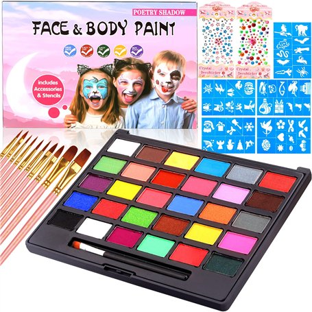 MULEVIP Visage Corps Peinture 30 Couleurs Palette de Maquillage Enfants
