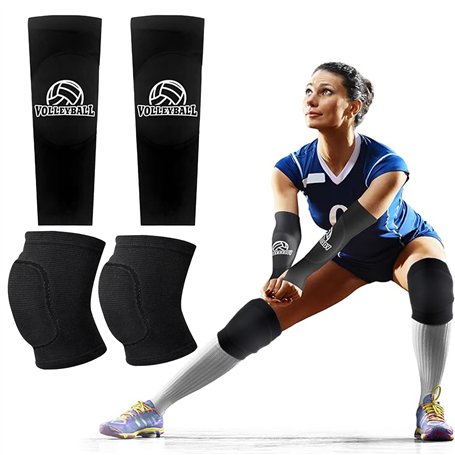 DMNQ 1 Paire de Cool Night Black Taille s Genouillère Sport et 1 Paire de Black Youth Taille Genouillères Genouillères de Volley