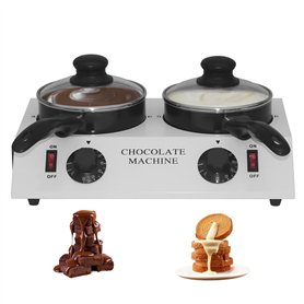 YUEWO Machine À Fondre Le Chocolat Électrique Fondue Au Chocolat 2 Pots En Aluminium Antiadhésif Chauffage Efficace