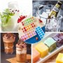 RUNMKUO Lot de 4 bacs à glaçons en silicone avec couvercle,certifié LFGB et sans BPA, Empilable Glaçons Plaque Carré Ice Cube Tr
