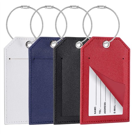 Blendura 4 Étiquettes à Bagages En Pu