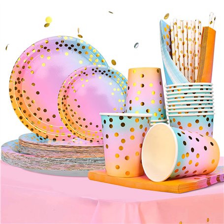 TEGOVE 176 Pièces Vaisselle Anniversaire