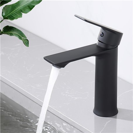 HOMELODY Robinet Lavabo Noir Mitigeur Salle de Bain Robinet Vasque Mitigeur Lave Main eau chaude et froide Robinetterie Acier in