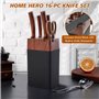 Set Couteaux de Cuisine 7 Pièces avec Porte Couteau Professionnel - Lames Acier Inoxydable Aiguisées, Manches Ergonomiques Antid